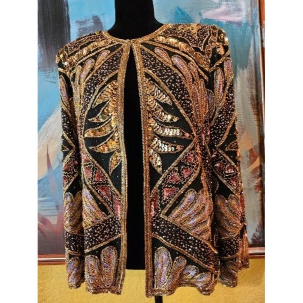 Razzle Dazzle Vintage Sequin Jacket, Vintage Sequins and Beaded Tunic, Sequins